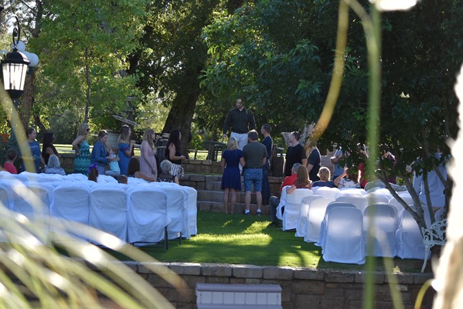 "View Of Rehersal Through Pampas Grass"